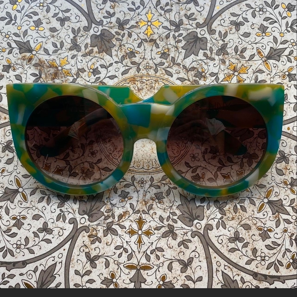 Wildfox Granny Green and Brownish Round Sunglasses